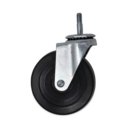 Replacement Bayonet-Stem Swivel Caster,Threaded Stem 0.31 In.x1.63 In.,5 In. Hard Rubber Wheel,Black